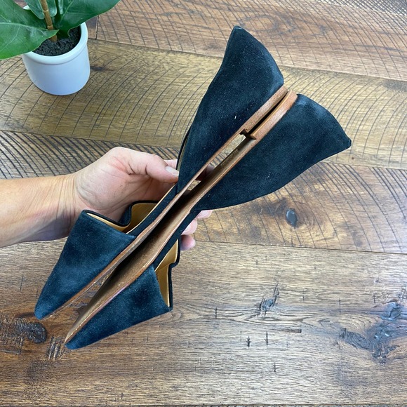 J. CREW 9 Zoe d’Orsay Suede Black Flats pointed toe - Picture 3 of 6